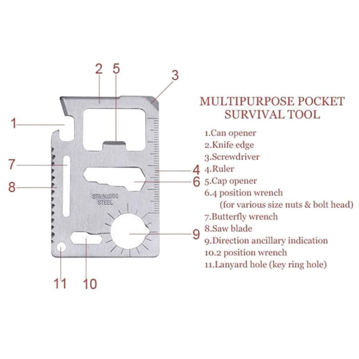 11 in 1 Credit Card Survival Multi Tool Accessories Clinks Australia