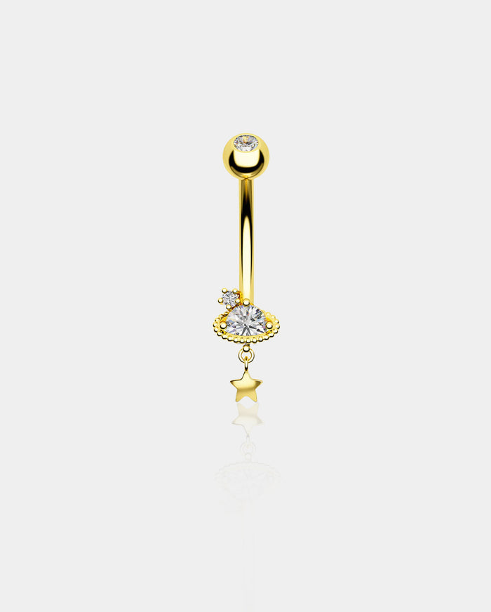 14k gold saturn belly ring