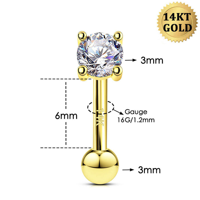 16g gold eyebrow piercing ring