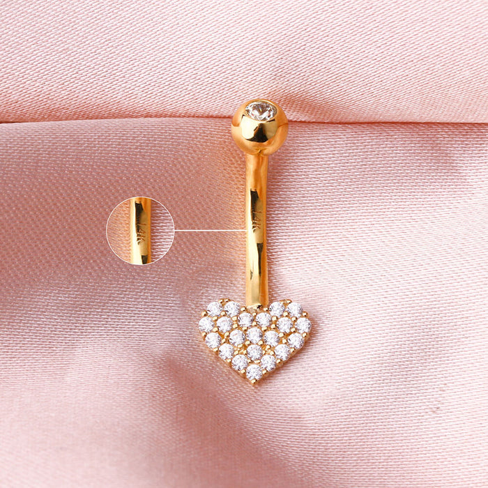 14k gold heart belly ring