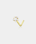 14K Gold Crystal Star L-Shape Nose Stud