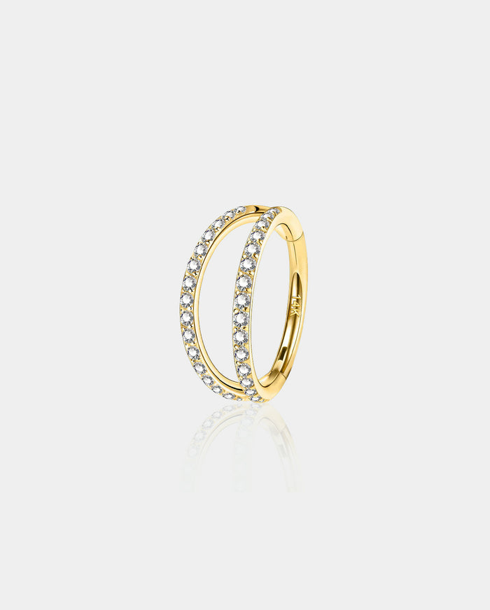 14K Gold CZ Double Hoop Segment Nose Ring
