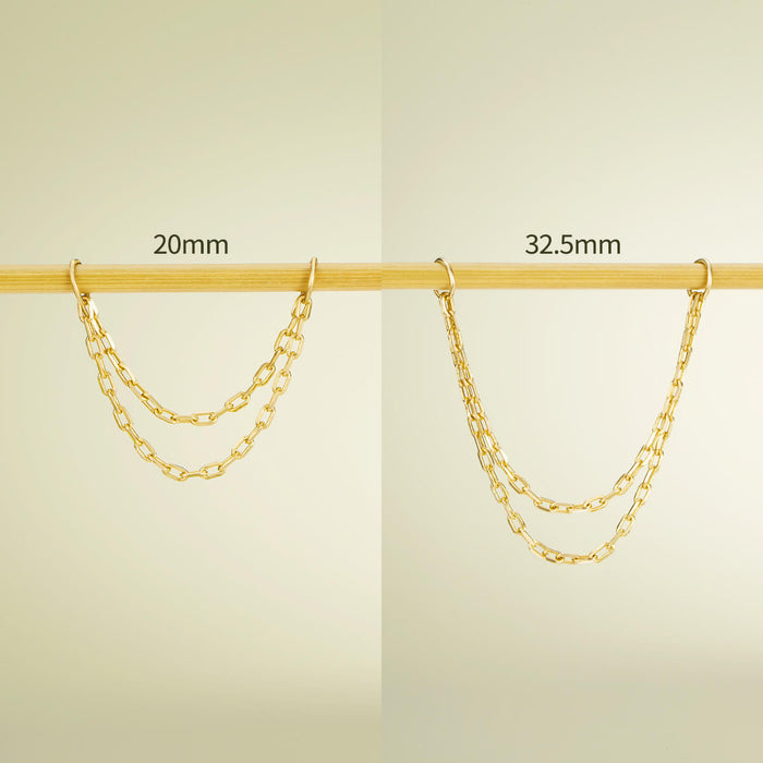14K Gold Double Chain Cartilage Earring
