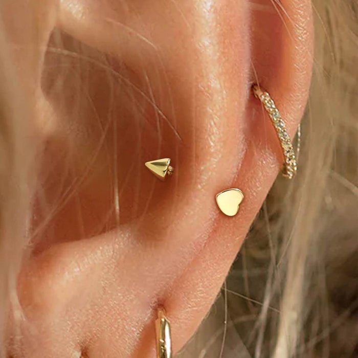 14K Gold Flat Heart Eyebrow Rook Ring
