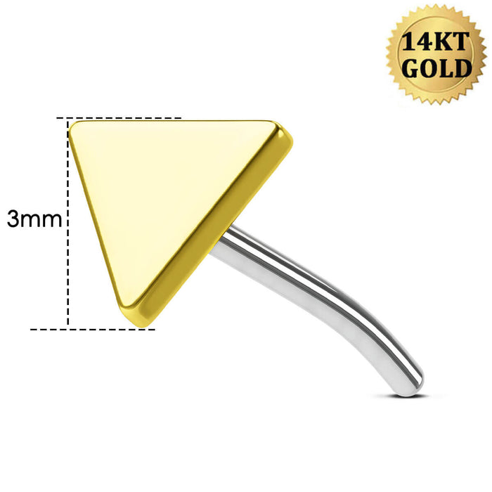 14K Gold Flat Triangle Threadless Nose Stud