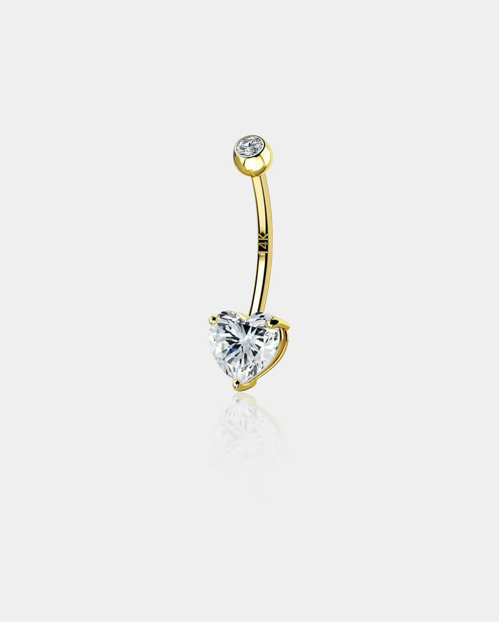 heart real gold belly ring