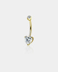 heart real gold belly ring
