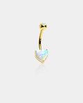 14K Gold Heart Opal Belly Ring