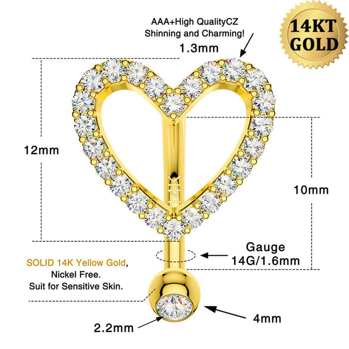 14g gold belly button piercing