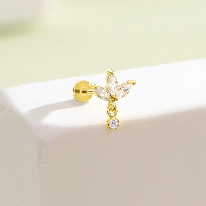 14k solid gold lotus flower nose stud