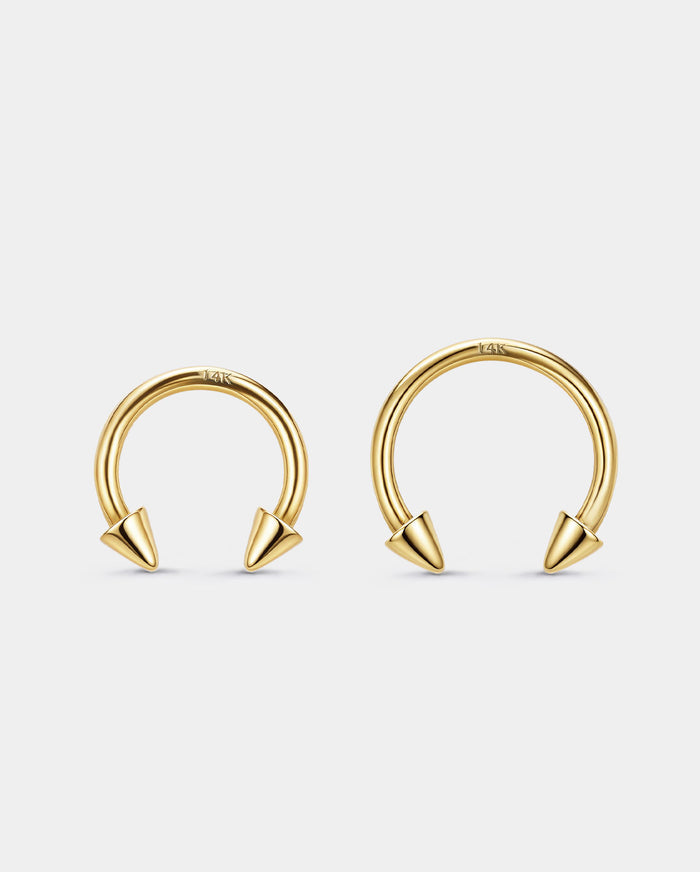 14K Solid Gold Spike Horseshoe Septum Ring