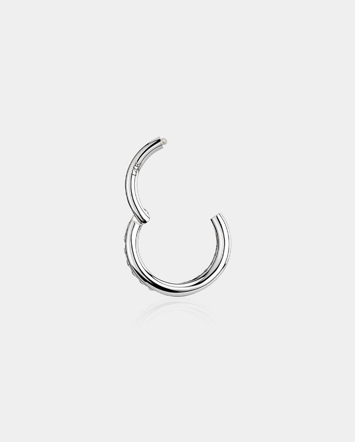 16G 14K White Gold Semi-Gem Double Cartilage Hoop