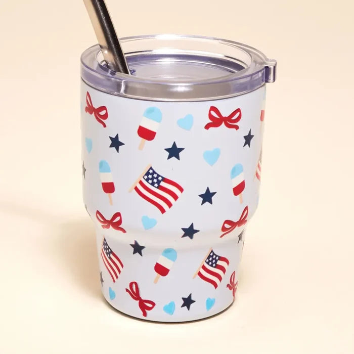 2 oz Tiny Tumbler–Red, White, & Bows