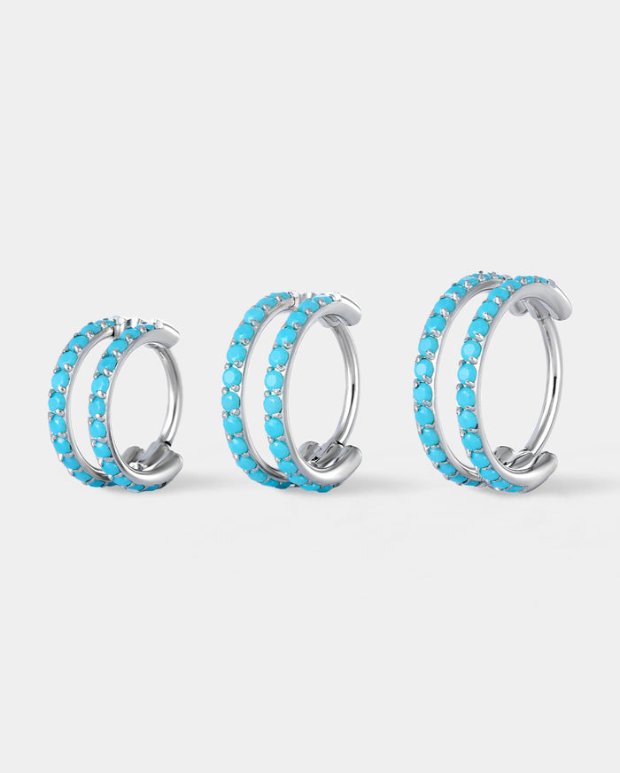 turquoise double hoop nose ring