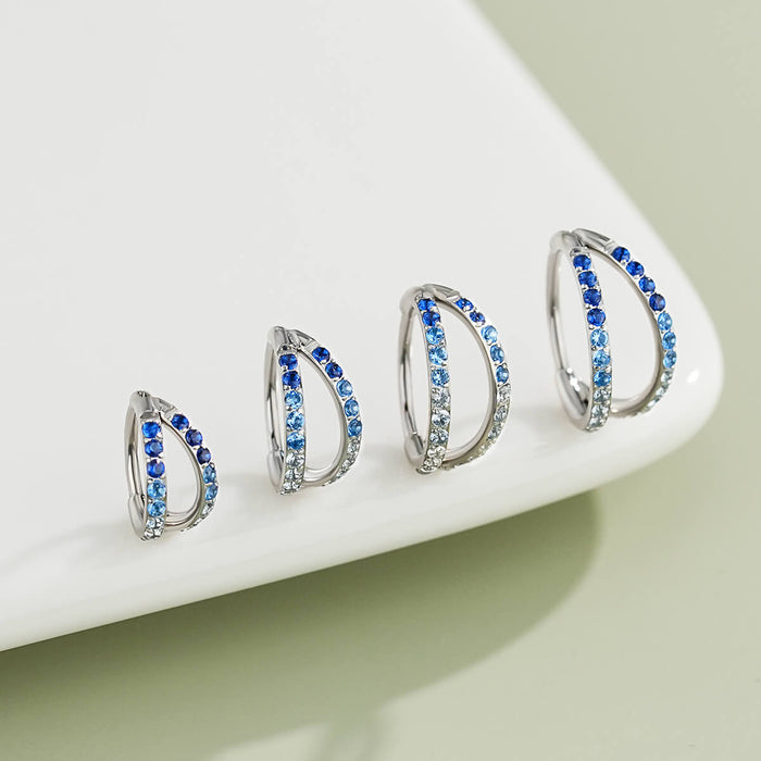 20G Gradient CZ Double Hoop Nose Ring