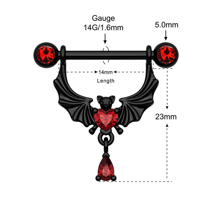 14g bat nipple rings