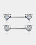 2Pcs CZ Heart Nipple Barbell Pair