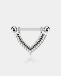 2PCS Double Layer CZ Black Dangle Nipple Ring
