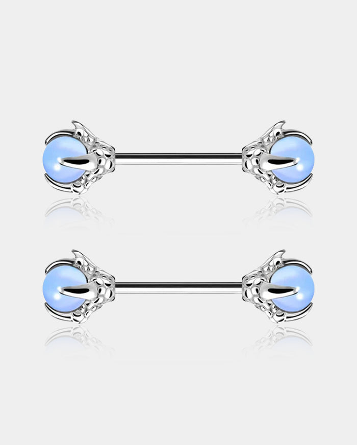 2Pcs Dragon Claws Gemstone Nipple Barbell Pair