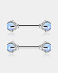 2Pcs Dragon Claws Gemstone Nipple Barbell Pair