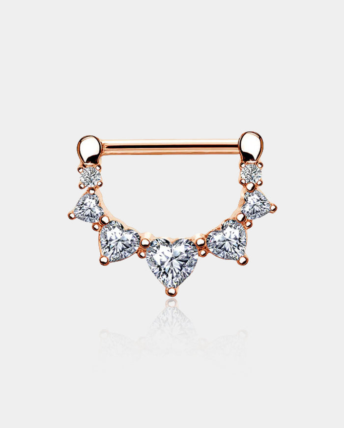 2pcs Heart CZ Nipple Clicker Pair