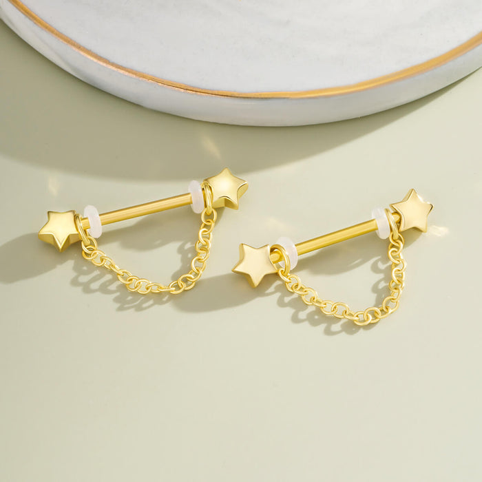 gold nipple piercing chain