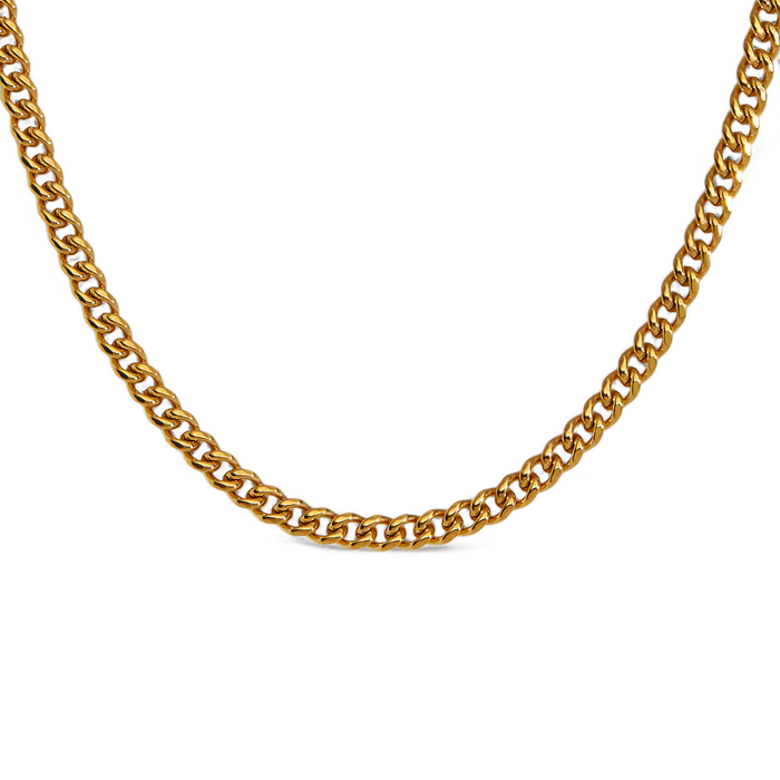 Gold chain necklace on a transparent background