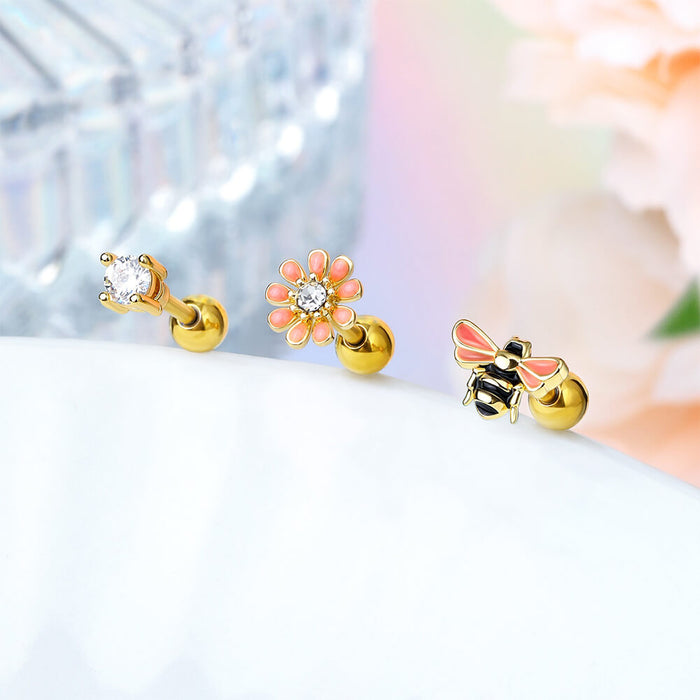 bee flower cartilage earring