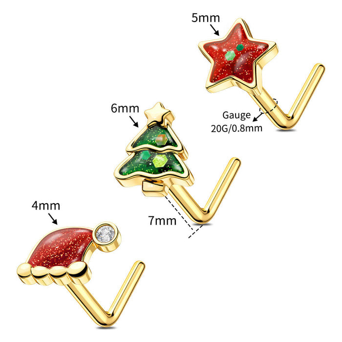 20g christmas nose stud