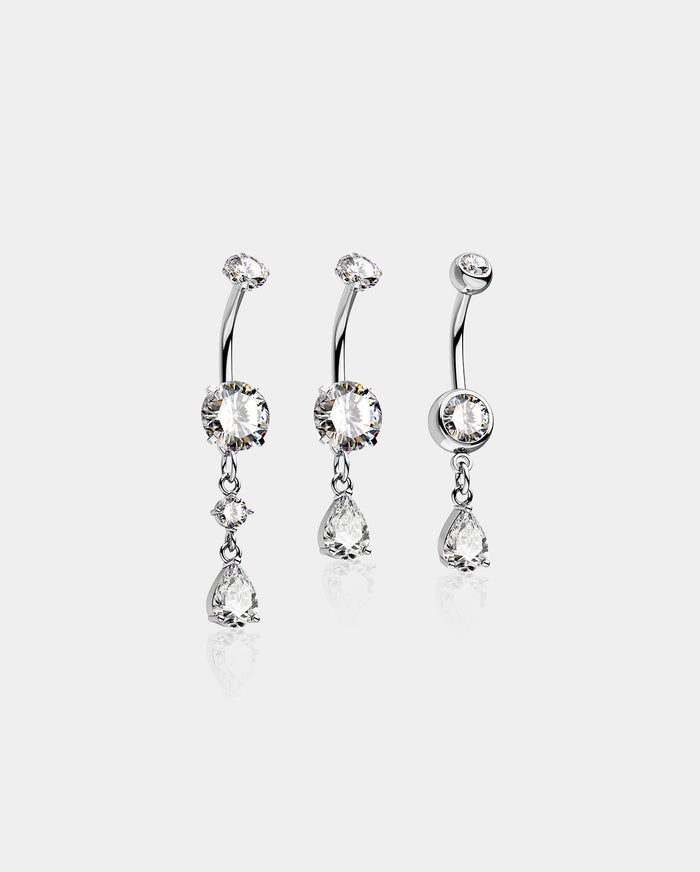 Sparkle CZ belly button ring set