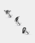 OUFER 3PCS Moth Wing Coffin Cartilage Stud Set