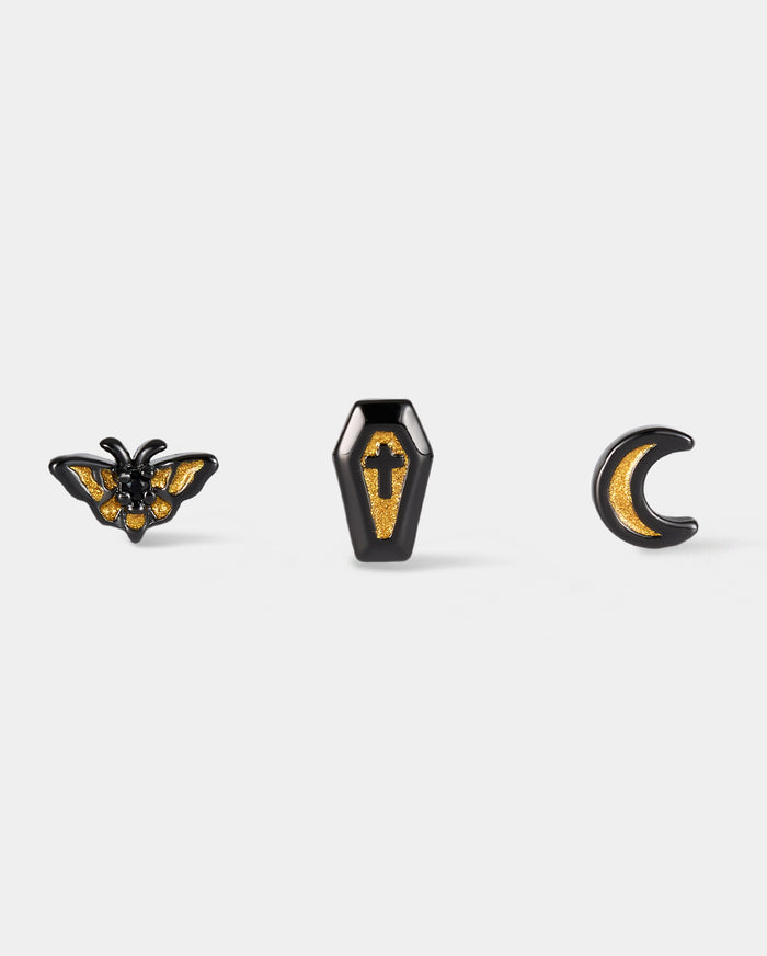 3PCS Moth/Coffin/Moon Nose Stud Set