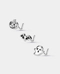 3PCS Pumpkin Bat Ghost L-Shaped Nose Stud Set