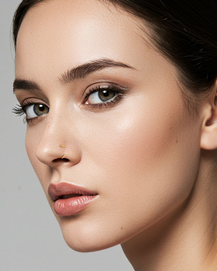 gold Flat-Head C-Shape Nose Rings