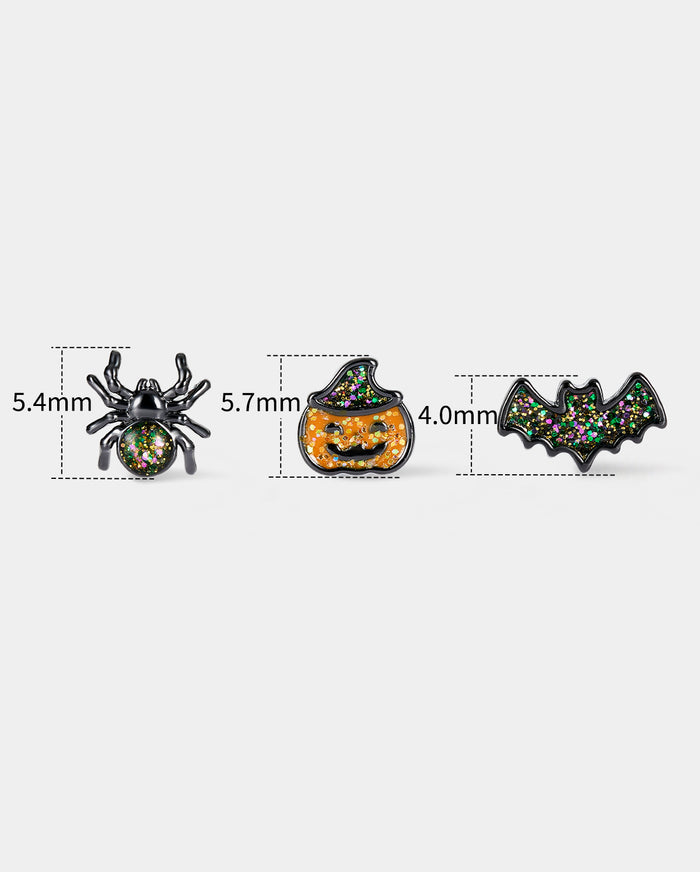 3PCS Spider/Bat/Pumpkin Nose Stud Set