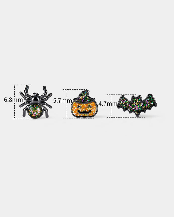 3PCS Spider/Bat/Pumpkinn Internally Threaded Helix Stud
