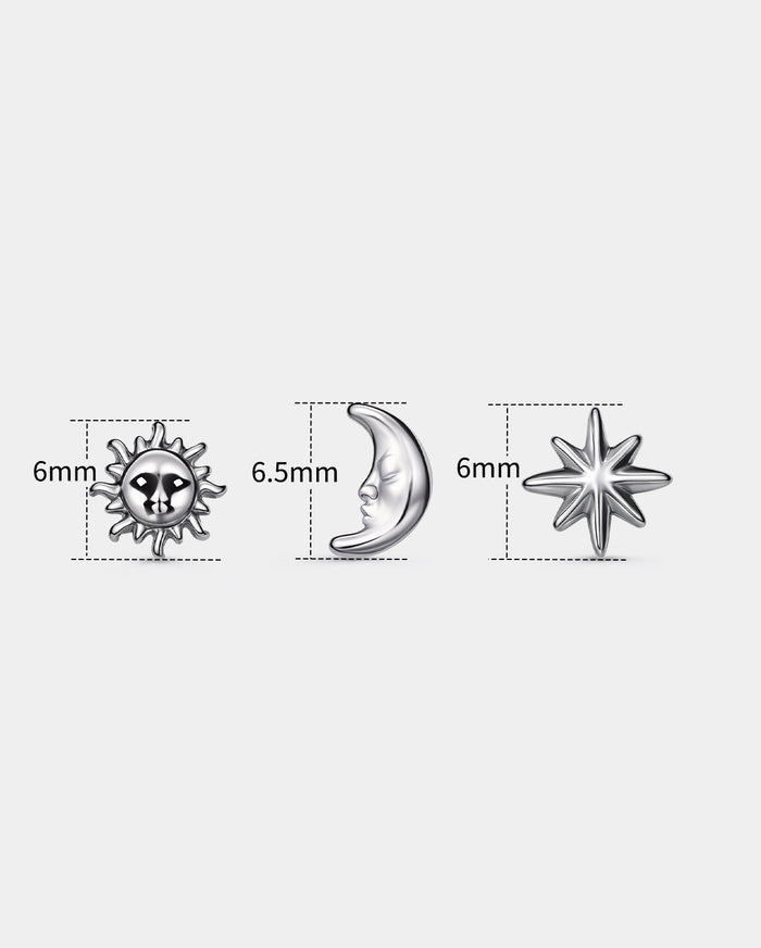 3PCS Sun Star Moon Nose Stud Set