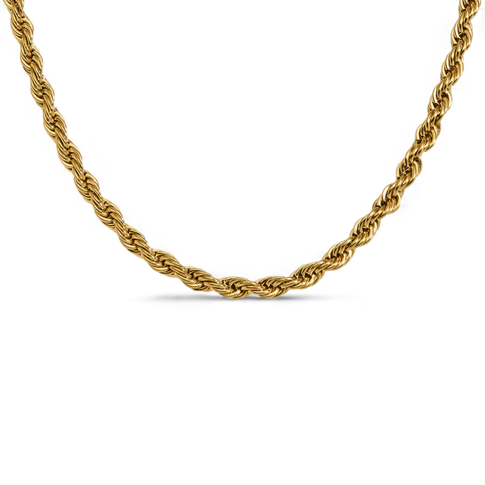 Gold rope chain on a transparent background