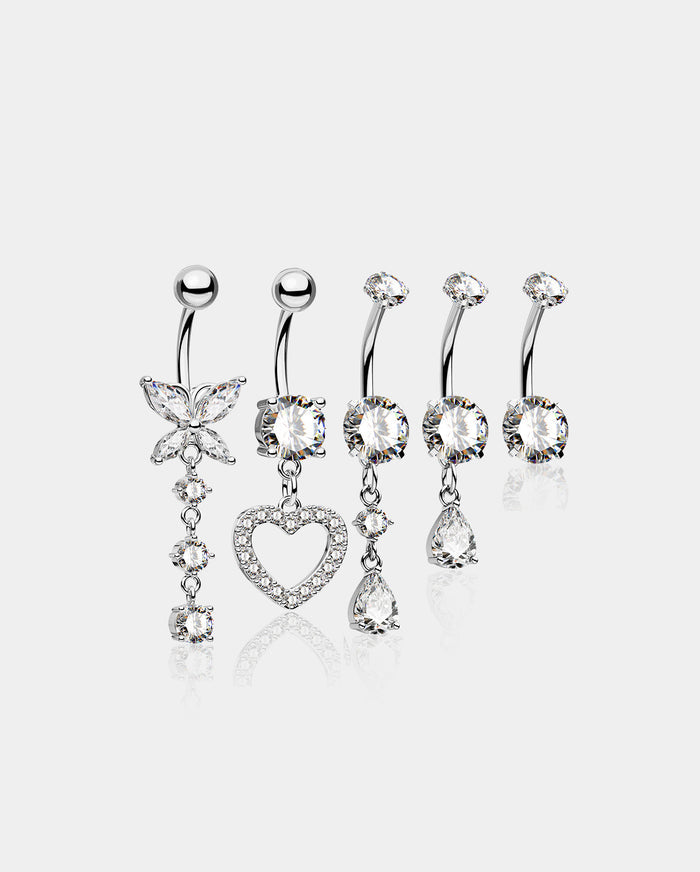heart belly ring set