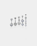 5Pcs 14G Crystal CZ Dangle and Stud Belly Rings Pack 1 - OUFER BODY JEWELRY