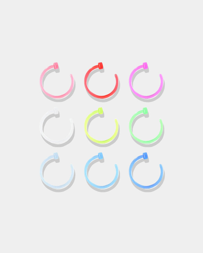9PCS Colorful Acrylic Nose Hoop Set