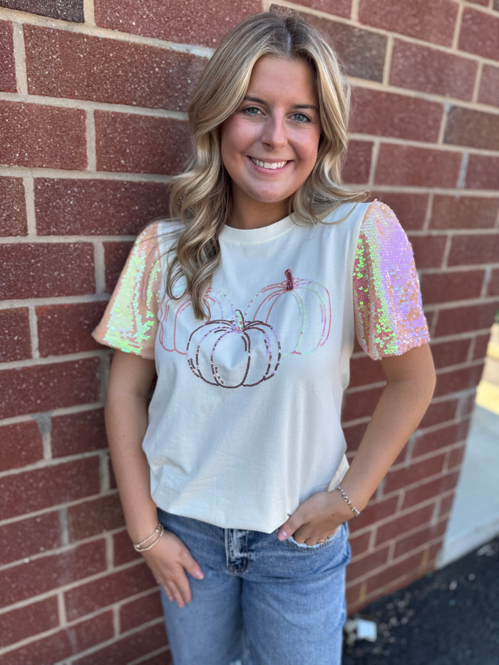 Pumpkin Sequined Top*Final Sale