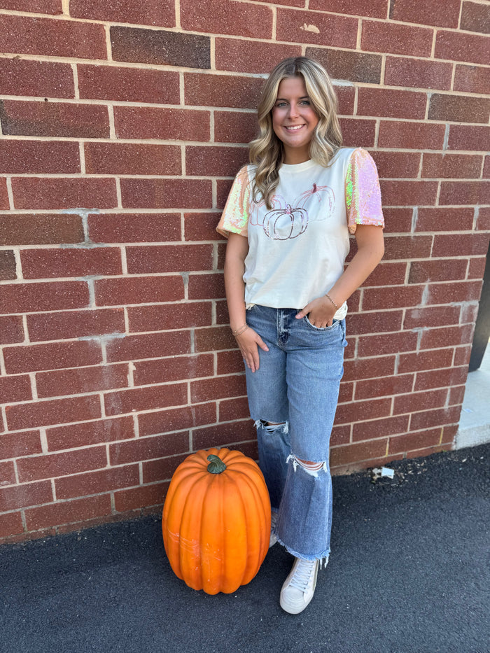 Pumpkin Sequined Top*Final Sale