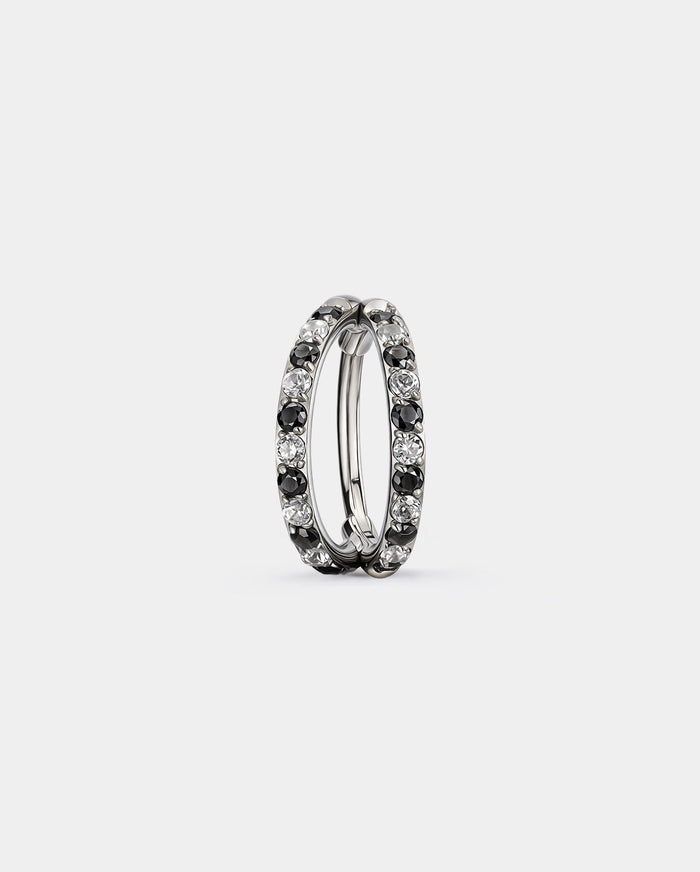 Alternating Black & Clear CZ nose ring