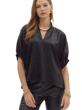 Amelia's Metallic V Neck Top