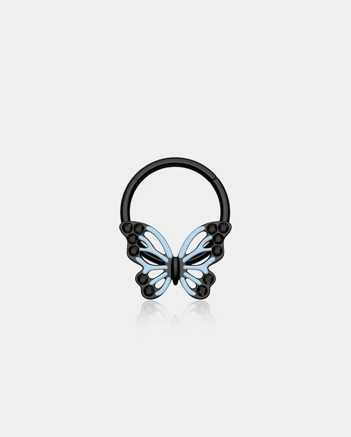Black Blue Butterfly Segment Septum Ring