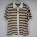 Boxy Striped Knit Button Down Top