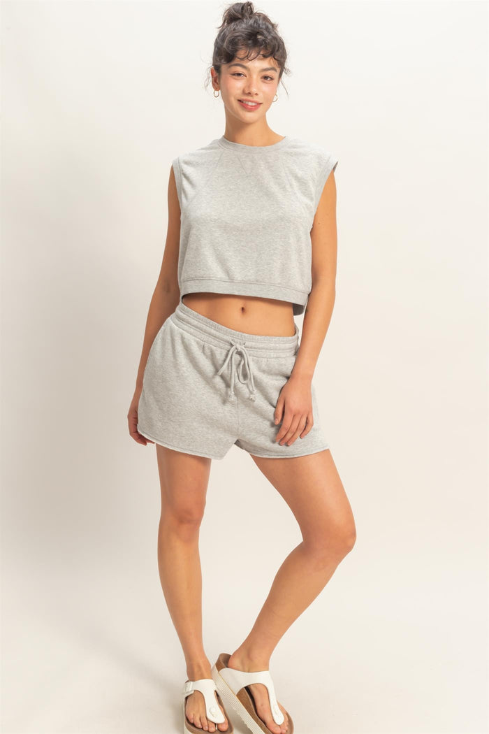 Burnout French Terry Sleeveless Top & Shorts Set