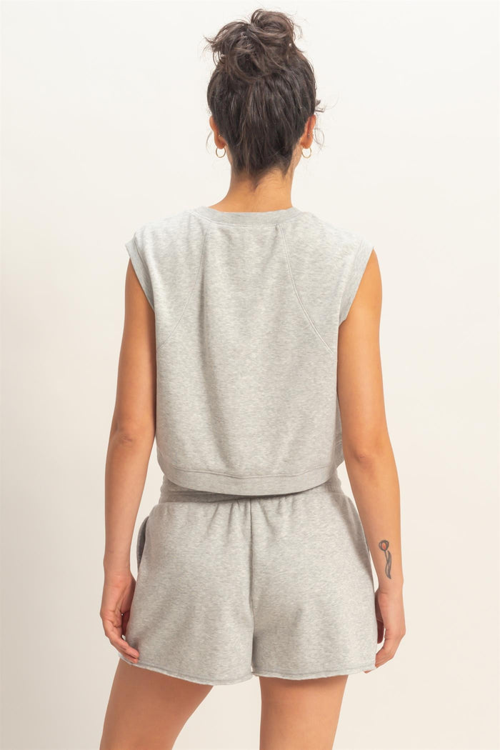 Burnout French Terry Sleeveless Top & Shorts Set