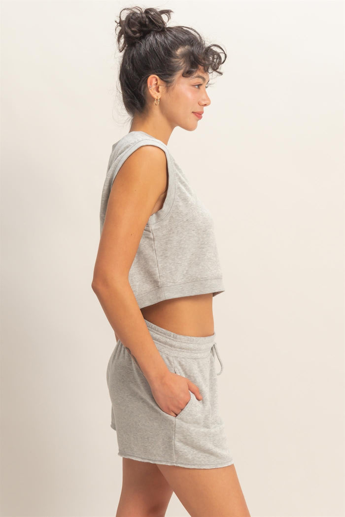Burnout French Terry Sleeveless Top & Shorts Set